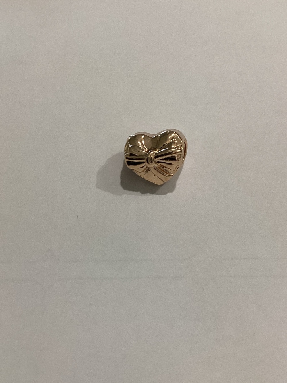 Gold Heart Charm with Bow Accent - Women Jewelry
